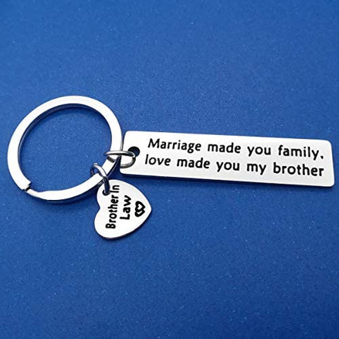 Brother in Law Gift Keychain Marriage Made Us Family Love Made You My Brother Keychain Brother of The Bride keychain Wedding Birthday Christmas Thanksgiving Day Gift for Brother in Law
