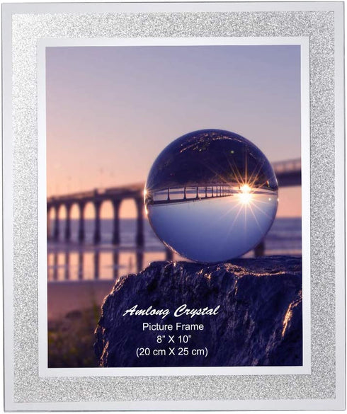 Amlong Crystal Sparkle Mirror Glass Picture Frames 8x10