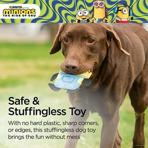 Minions: The Rise of Gru Bob Plush Flat Crinkle Dog Toy | No Stuffing Dog Toy| Gifts Fans and Their Pets | Officially Licensed Pet Product from Universal Studios