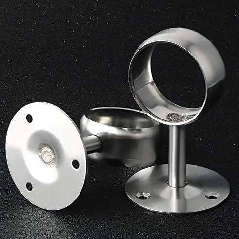 Alise 2-Inch Dia Shower Curtain Closet Rod Holder Pipe Flange Socket Ceiling Mount Bracket Fitting Parts Supports,Stainless Steel Brushed Nickel 2 Pcs