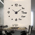 CreationStore Large 3D DIY Wall Clock Acrylic Mirror Surface Decoration Wall Clock for Living Room Bedroom Office (Black)