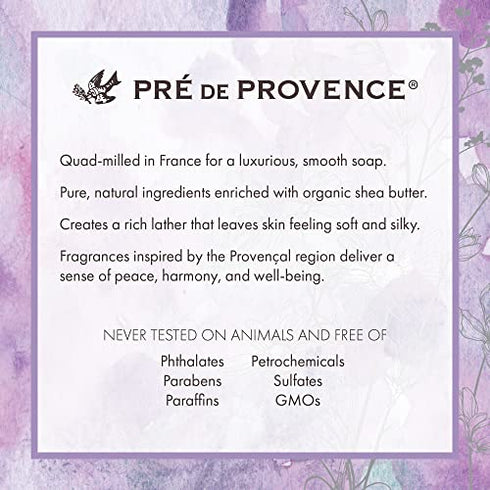 Pre de Provence Artisanal Soap Bar, Enriched with Organic Shea Butter, Natural French Skincare, Quad Milled for Rich Smooth Lather, Sandalwood, 8.8 Ounce