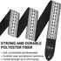 Amumu Guitar Strap Hootenanny Black White Cotton for Acoustic, Electric and Bass Guitars with Strap Blocks & Headstock Strap Tie