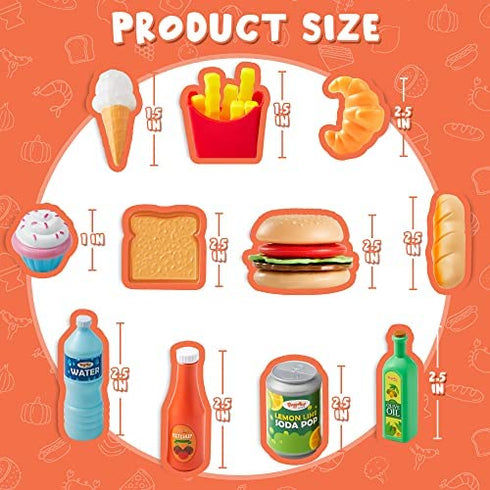 JOYIN 45 Pcs Play Food Sets for Kids Kitchen, Popular Grocery Store Play Food, Pretend Play Toy Set for Kids, Gifts for Toddlers, Boys and Girls
