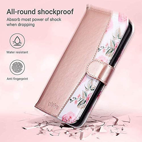 ULAK Compatible with iPhone 11 Pro Max Wallet Case for Women Girls, PU Leather Flip Cover with Card Holder Kickstand Shockproof Protective Purse Case for iPhone 11 Pro Max 6.5 Inch, Rose Gold