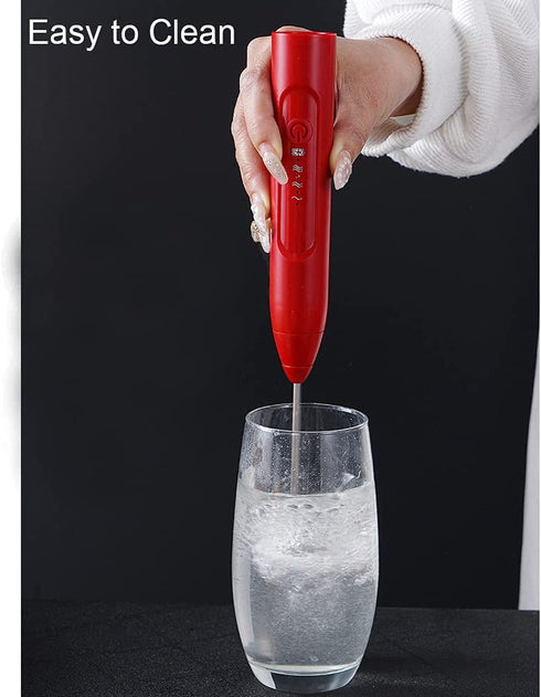 Qweeon Handheld Milk Frother,Coffee Frother Rechargeable Milk Frothers 3 Speeds Drink Mixer with 2 Stainless Whisk for Cappuccino Latte Red