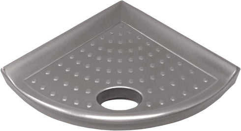 Questech Metro Flatback Bathroom Corner Shower Shelf, Wall Mounted Foot Rest, 5 Inches, Brushed Nickel Metal Finish