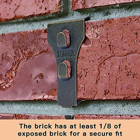 SXUEG Brick Hook Clips for Hanging, Metal Hook for Hanging Outdoor Clips for Pictures Fits Brick 2 1/4 Inch to 2 3/8 Inch (Bronze(6pcs) fits Bricks 2-1/4" to 2-3/8" high)