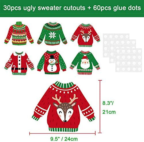 Ugly Sweater Party Decorations Ugly Christmas Cutouts Holiday Party Decor Ugly Sweater Shaped Paper DIY Cut-Outs