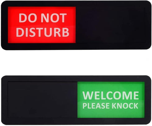 Kichwit Privacy Sign for Offices or Homes, Do Not Disturb Sign, Welcome Please Knock Sign, Black, 8.2 x 2.8 Inches