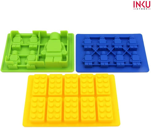 Building Brick Candy Robot Mold Chocolate Mold Set Silicone Building Block Mold Ice Cube Trays for Making Melted Chocolate Fondant Jelly Dome Mousse?6 Pcs)