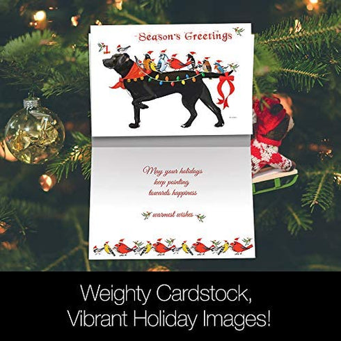 Tree-Free Greetings Christmas Cards and Envelopes, Holiday Card Set, 5 x 7 Inch Cards, Box Set of 10, Bird Dog Christmas, (HB93239)