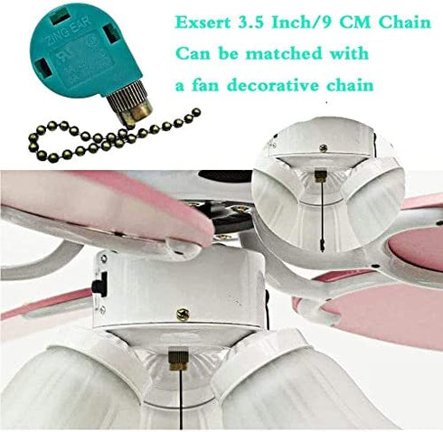 Ceiling Fan Switch Zing Ear ZE-268S6, 3 Speed 4 Wire Speed Control Pull Chain Cord Appliances Switch Replacement Parts Compatible with Hunter Ceiling Fans Wall Lamps (Bronze)
