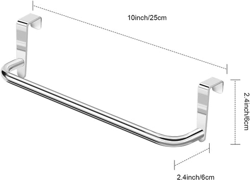 4 Pieces Metal Towel Bar Kitchen Cabinet Towel Rack Strong Steel Towel Bar Rack for Hanging on Inside or Outside of Doors, Home Kitchen Bathroom, Hand Towels, Dish Towels and Tea Towels (Silver)