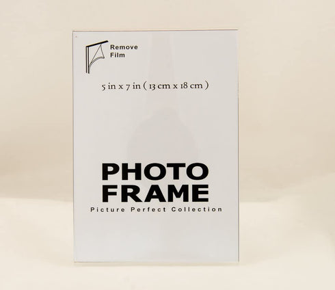 Photo Booth Frames - 5x7 Inch Clear Acrylic Display, Slanted Back Vertical Standing Plastic Picture or Display Sign Holder with Inserts - 12 Count