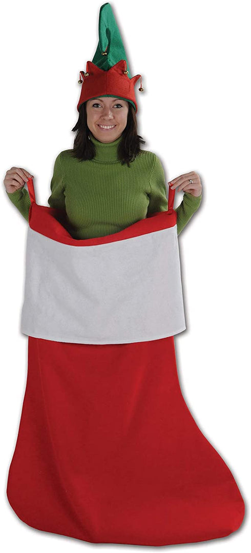 Beistle Novelty Felt Fabric Jumbo Christmas Stocking Holiday Party Decorations, 54", Red/White