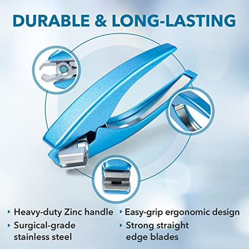 Clipperpro 2.0 Toenail Clipper - Heavy-Duty Thick Toenail Clippers | Ergonomic Handle Clipper for Seniors | Large Clippers with Surgical Grade-Steel Blades (Blue Edition)