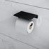 UDENIS Toilet Paper Roll Holder with Phone Shelf Wall Mounted for Bathroom Washroom Hotel Black Sturdy Anti-Rust Aluminum Brushed Finish with Stuff Shelf Tissue Organizer