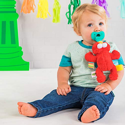 Bright Starts Sesame Street Cozy Coo Soothing BPA-Free Pacifier with Plush Toy - Elmo, Ages Newborn + , Green , 4.42x2.04x4.17 Inch (Pack of 1)