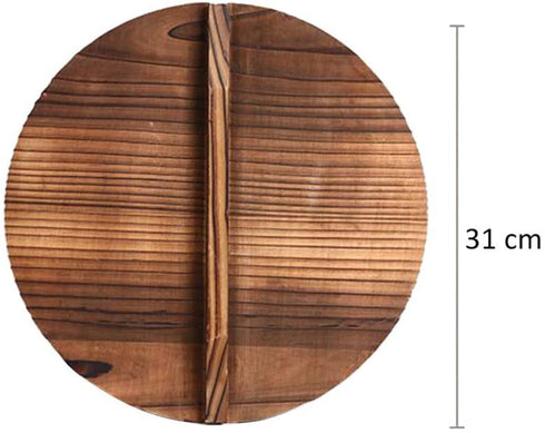 Cabilock Wood Wok Lid Cover Wooden Lid Kitchen Tool for Cooking Cast Iron Wok Pot Cover 31x31x1.6cm