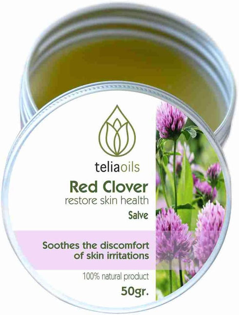 Red Clover salve, 100% Pure & effective, all herbal, ideal to cure wounds, eczema, acne, chapped lips and skin problems. Moisturizing, soothing, anti-aging