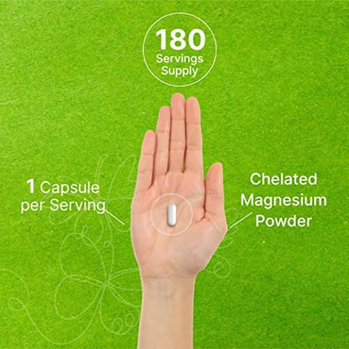 Magnesium Complex Supplement 500mg, 180 Capsules, 5 in 1 Formula, Magnesium Glycinate and Malate, Citrate, Aspartate & Gluconate, Chelated for Absorption, Supports Muscle, Joint Health & Relaxation