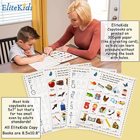 EliteKids Large Magic Practice Copybook for Kids. Groove Letter Tracing Alphabet Book, Phonics and Handwriting Book in English. Pre K and Kindergarten Workbook with Copy Book Magical Writing Pen.
