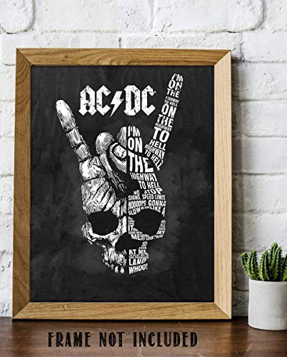 AC~DC Band Song Art Poster"Highway To Hell"- 8 x 10 Wall Print- Ready To Frame. Iconic Rock Song Poster Print. Home-Studio-Bar-Dorm-Man Cave Decor. Perfect Gift For All AC/DC Fans.