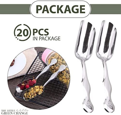 Mini Scoops for Dry Goods - 20Pcs Stainless Steel Canister Kitchen Scoop for Tea, Coffee, Ice Scooper for Ice Maker - Stainless Steel Scoops for Flour and Sugar Scoop for Canister Metal Scooper
