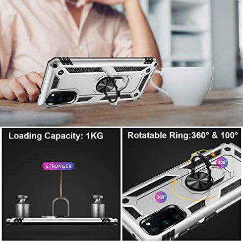 LUMARKE Samsung S20 Case,Pass 16ft Drop Test Military Grade Heavy Duty Cover with Magnetic Kickstand Compatible with Car Mount Holder,Protective Phone Case for Samsung Galaxy S20 Silver