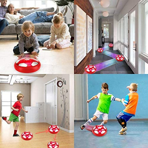Camlinbo Kids Soccer Toys, Rechargeable Hover Soccer Ball Air Floating Soccer Valentines Gifts for Boy Girl Age 3-12 LED Light Up Toy Foam Bumper Valentines Day Indoor Outdoor Game Kid Toddler (Red)