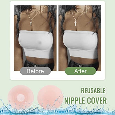Boob Tape, Boobytape for Breast Lift with 2 Reusable Silicone Covers, Bob Tape for Large Breasts A-E Cup Size, Kinesiology Tape Waterproof Body Tape for Breast Push Up for Strapless Dress