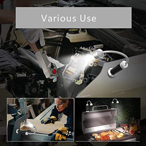 FBve Barbecue Grill Light, 2 Pack Magnetic Base Ultra-Bright LED Grill Lights, 360 Degree Flexible Gooseneck, Weather Resistant