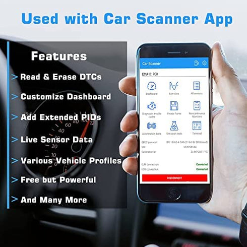 Veepeak Mini Bluetooth OBD II Scanner for Android Only, Auto Check Engine Light Code Reader Car Diagnostic Scan Tool