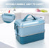 welltop Bento Box, 1400ML Large Capacity Bento Lunch Boxes Leakproof Stainless Steel Food Storage Container Modern Bento-Style Design Includes 2 Stackable Containers for Adults Kids (Blue)