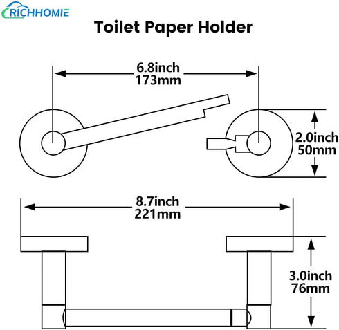 Solid Brushed Nickel Pivoting Toilet Paper Holder - Polished Chrome Bathroom Accessories - 304 Stainless Steel and Zinc Alloy Made - No Rust or Corrosion 8.7 x 3 x 2 inch