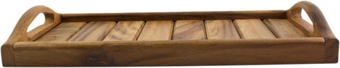 roro Acacia Wooden Serving Bath and Spa Tray Bathroom Accessory Caddy, 14 x 7 Inch