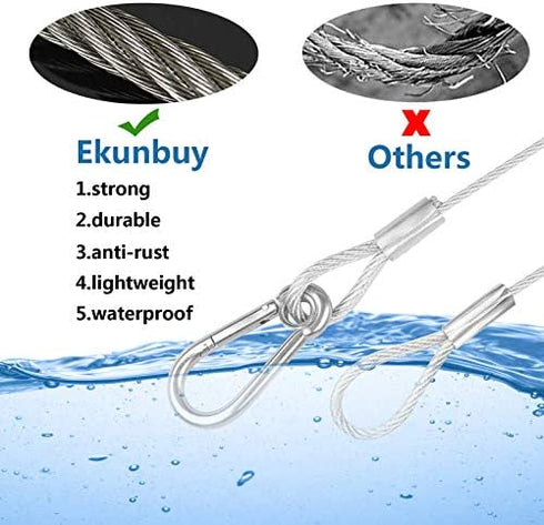 Safety Cable Lock, Stainless Steel Cable with Loops Heavy Duty Bike Lock Hook Flexible Security Steel Cable Wire Lock and Chain for Luggage Hanging Light Plant Picture