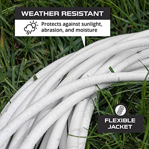 10 Ft White Extension Cord - 16/3 Durable Electrical Cable