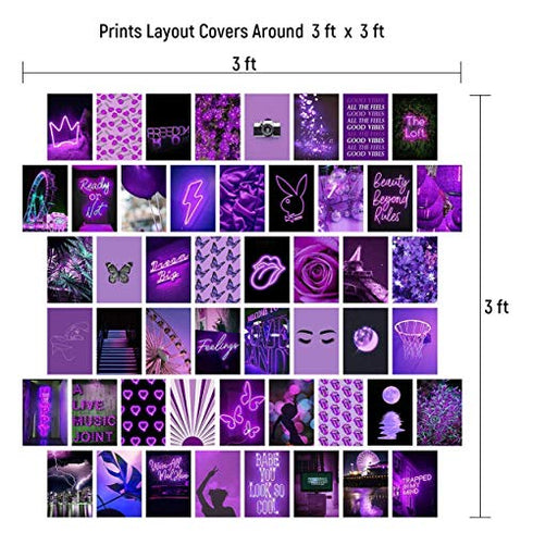 Purple Wall Collage Kit Aesthetic Pictures, Bedroom Decor for Teen Girls, Wall Collage Kit, Collage Kit for Wall Aesthetic, VSCO Girls Bedroom Decor, Aesthetic Posters, Collage Kit