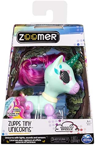 Zoomer - Zupps Tiny Unicorns, Breeze, Interactive Unicorn with Light-up Horn, for Ages 4 and Up