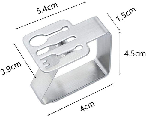 MIAO JIN 8 Pcs Stainless Steel Tablecloth Clips Tableware Shape Adjustable Cloth Clip Tablecloth Clamp Holder Table Cover Clamps for Home Wedding Party Picnic