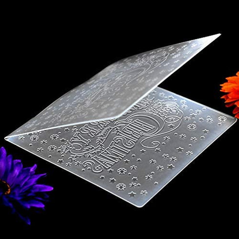Kwan Crafts Merry Christmas Snowflake Star Plastic Embossing Folders for Card Making Scrapbooking and Other Paper Crafts, 15x15cm