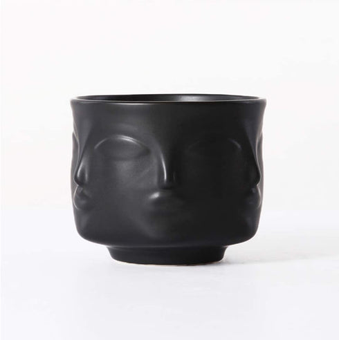 Ardax Black Ceramic Decorative Bowl with Face Pattern,Jewelry and Key Holder,Home Décor Vase for Living Room