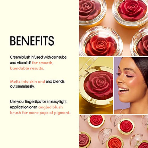 Winky Lux Cheeky Rose Blush, Cream Blush for Cheeks, Flower Blush with Vitamin E, Makeup Blush and Flower Makeup, Pink Tea Time