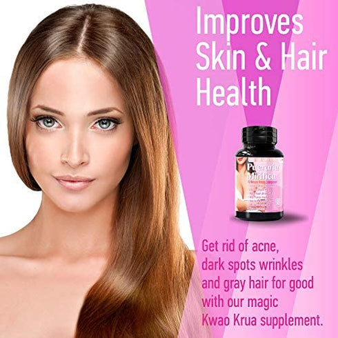 Natural Pueraria Mirifica Capsules 2000mg Daily - Breast Enhancement Pills for Women - Breast Growth Pills, Breast Enhancers, Vaginal Health, Menopause Relief, Skin and Hair Health 90 Veggie Capsules