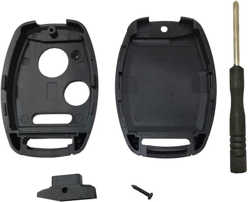 Key Fob Shell Case Fit for Honda Accord Crosstour Civic Odyssey CR-V CR-Z Fit Keyless Entry Remote Key Housing Replacement with Screwdriver (Black)