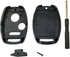 Key Fob Shell Case Fit for Honda Accord Crosstour Civic Odyssey CR-V CR-Z Fit Keyless Entry Remote Key Housing Replacement with Screwdriver (Black)