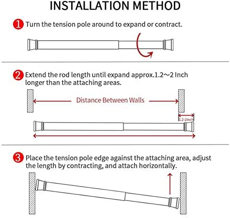 DZHJKIO Spring Tension Curtain Rods 28-43 Inch Adjustable Spring Loaded Small Mini Extendable Heavy Duty Black Curtain Tension Rod For Kitchen, Bathroom, Window, Bookshelf ,Closet?Black?