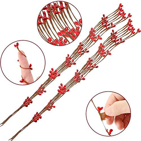 40 Feet Double Pip Garland Berry Garland Floral Craft Country Pip Berry Garland Floral Craft Decor, Artificial Red Berry Christmas Garland, 2 Roll